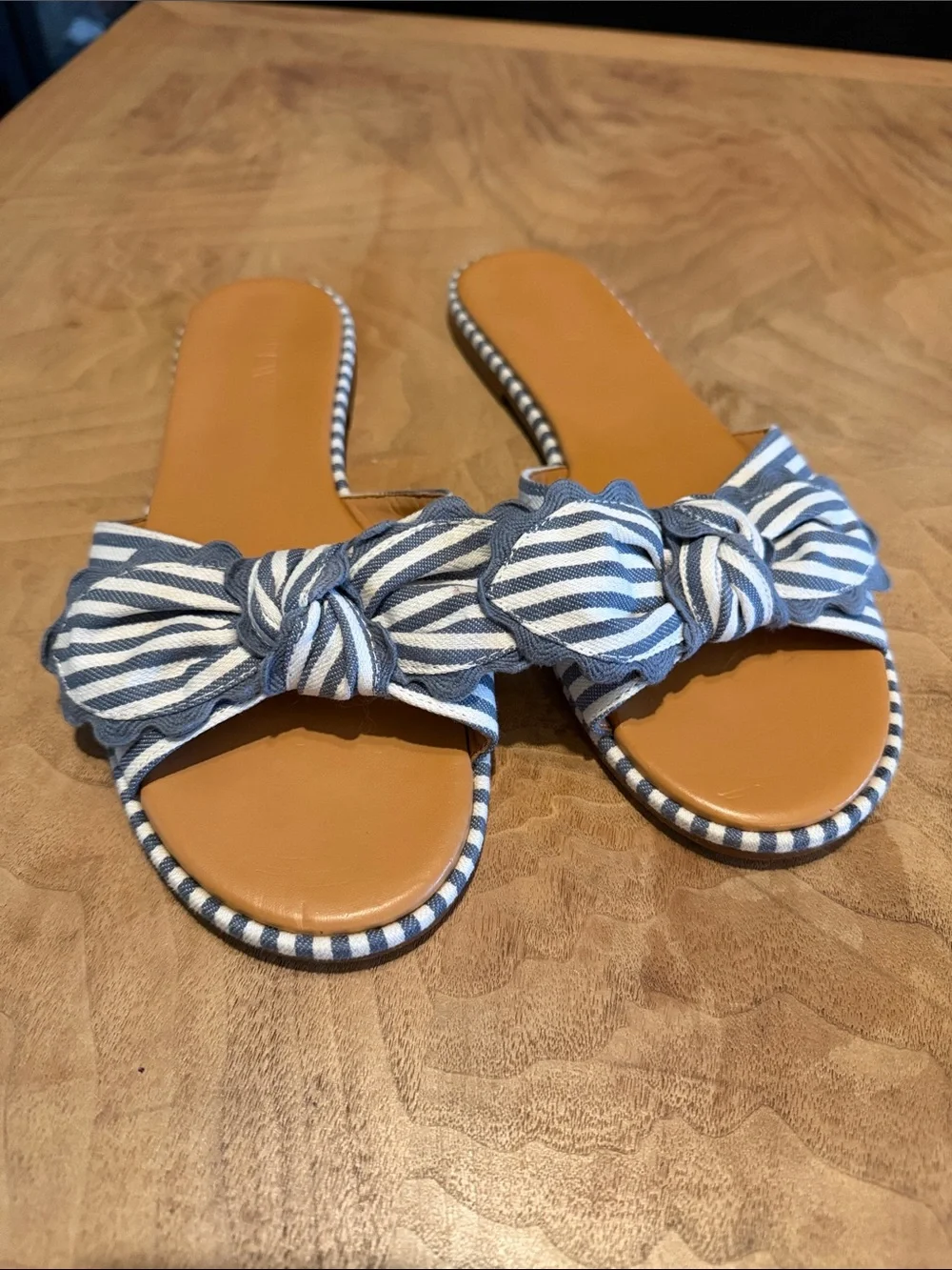 J.Crew Striped Knotted Slides Sandals Size 9